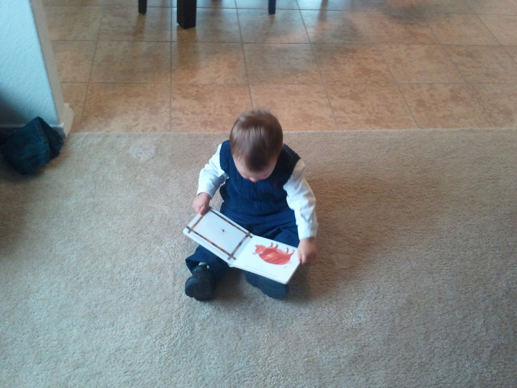 Checking out his new book.