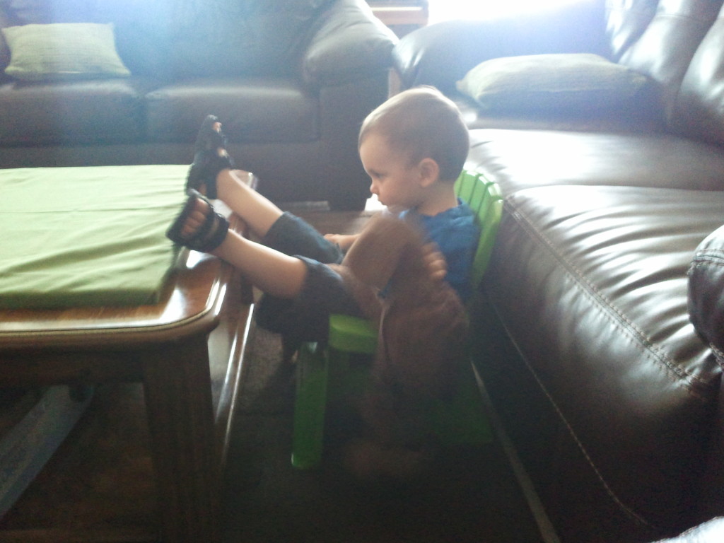 Chillin' with his puppy while watching Blue's Clues