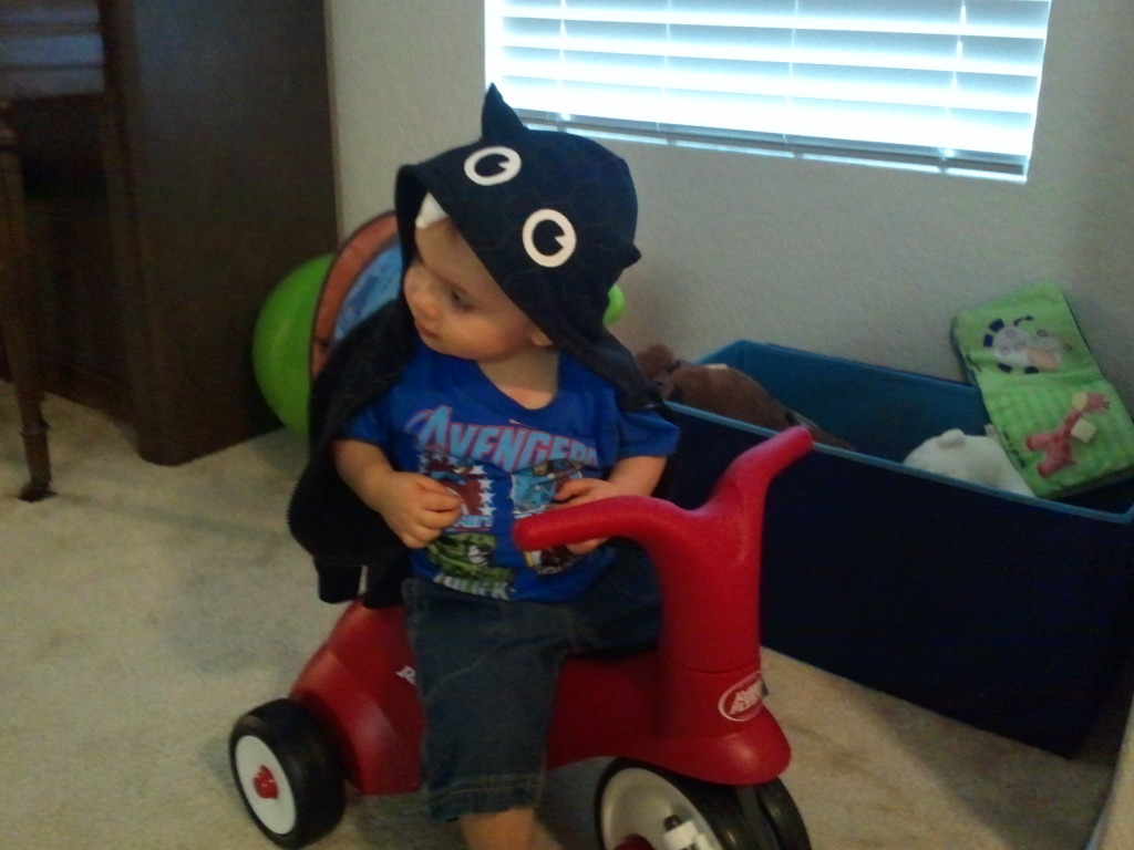 Riding his trike with style